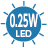 We use LED of power consumption 0.25W.